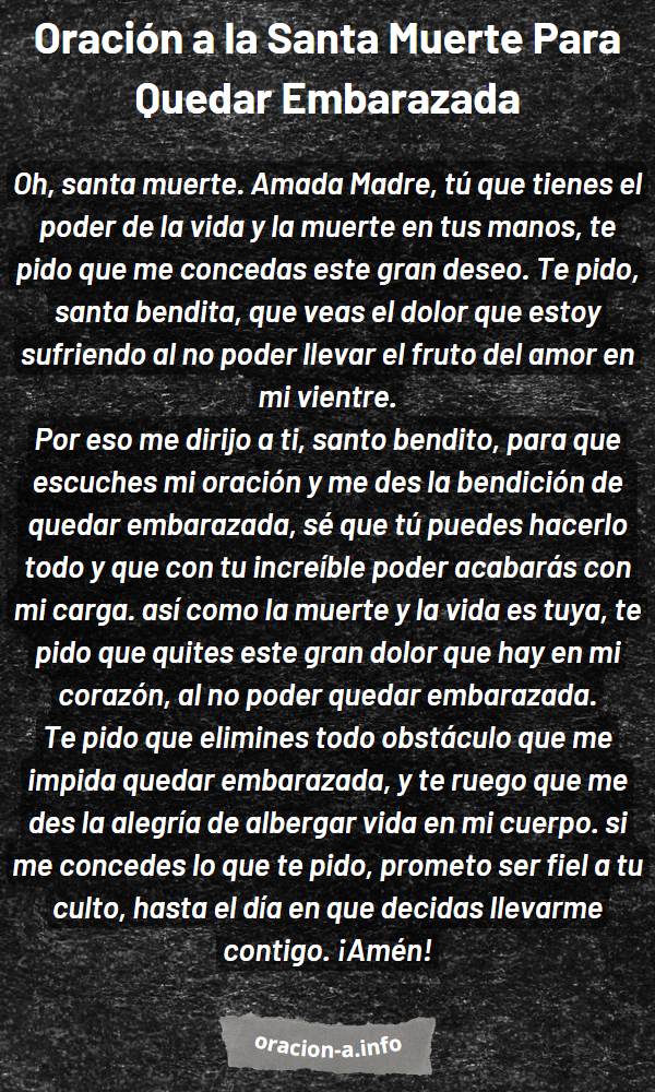 Oración a la Santa Muerte Para Quedar Embarazada