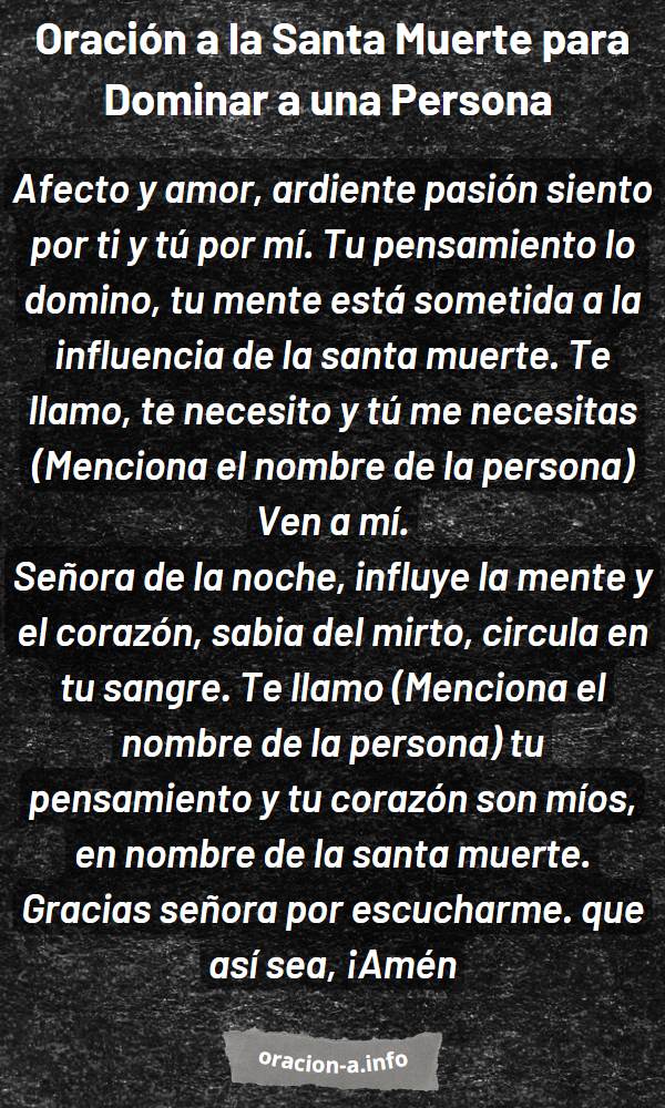 Oración a la Santa Muerte para Dominar a una Persona