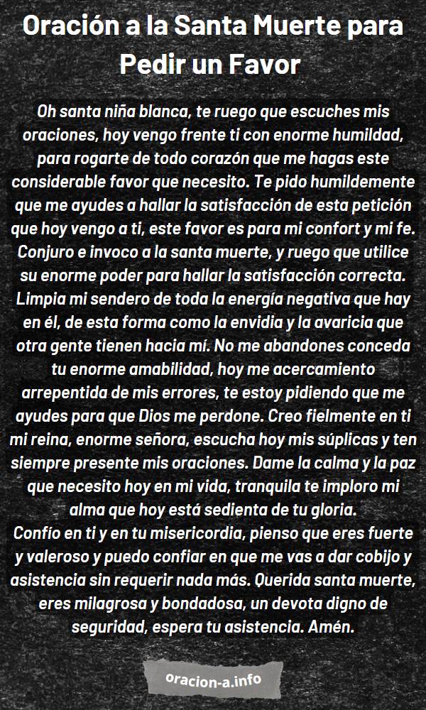 Oración a la Santa Muerte para Pedir un Favor